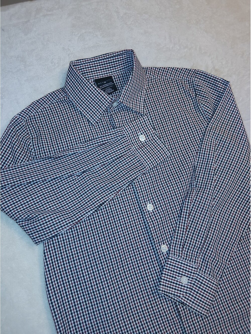 George Boys' Red and Black Checkered Long Sleeve Button-Up Shirt Size 10. 0093